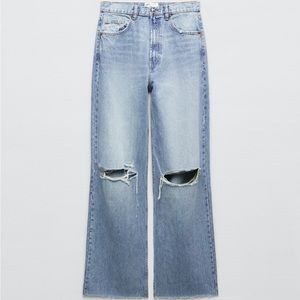 Zara wide leg ripped jeans